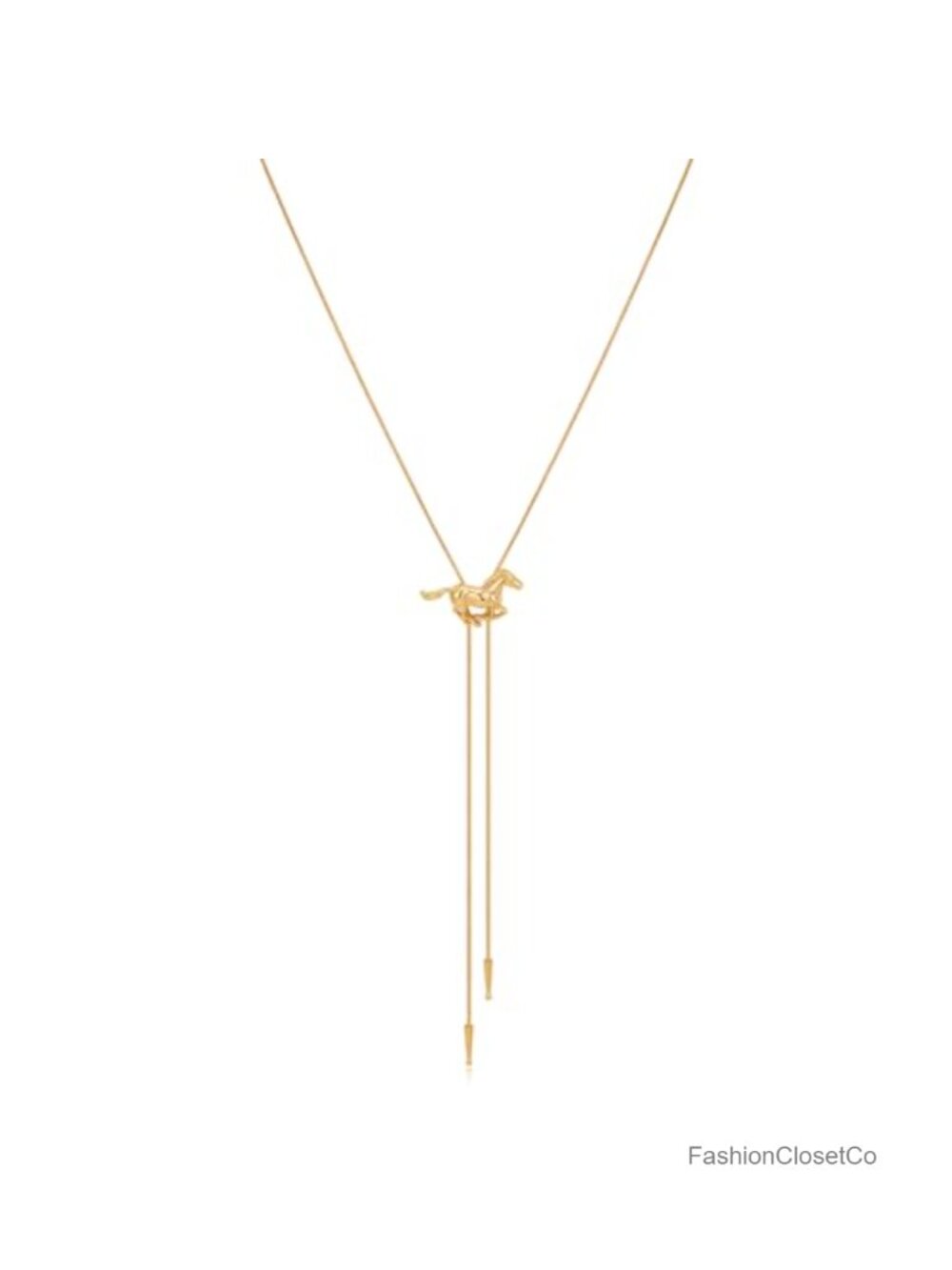 Western Cowgirl Bolo Tie Horse Pendant Necklace Adjustable